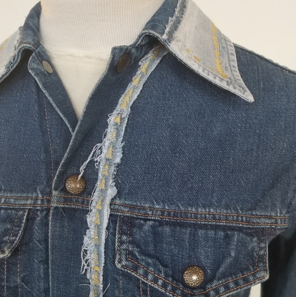 Upcycled Sun & Flower denim jean jacket - Picture 3 of 8